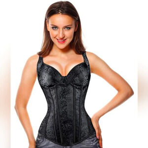 Kimring Blk Sexy Dark Gothic Corset Bustier Rave Chic Cocktail Clubwear Plus 5XL